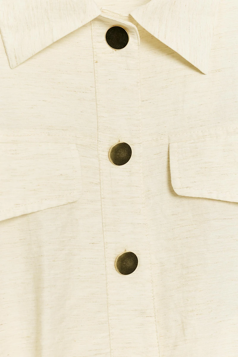 ROLL-UP SLEEVE SAFARI BLOUSE