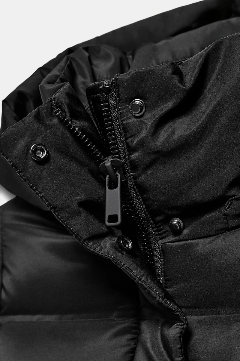 HOODIE BELTED WATER REPELLENT WINDPROOF DOWN COAT