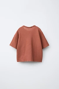 PLAIN LINEN AND COTTON T-SHIRT