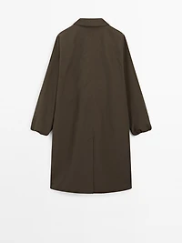Water-repellent technical fabric trench coat with button detail