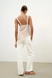 RUSTIC ASYMMETRIC LACE TOP