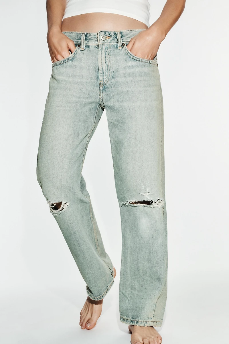 TRF CROPPED DISTRESSED JEANS