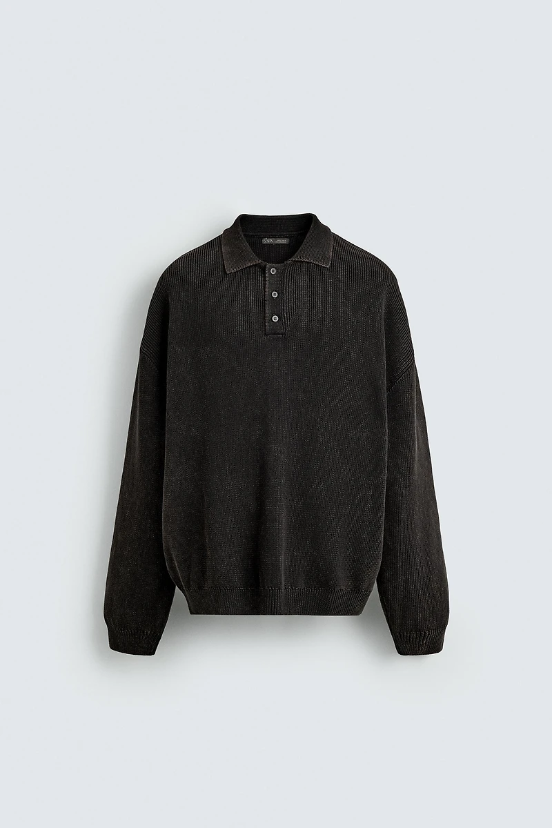 POLO EN MAILLE DÉLAVÉ