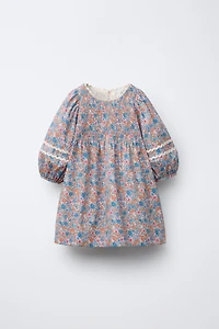 WAVY TRIM FLORAL DRESS