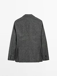 Blazer à carreaux texturé en laine mélangée
