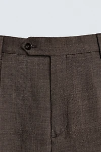100% WOOL STRUCTURED PLEATED SUIT PANTS
