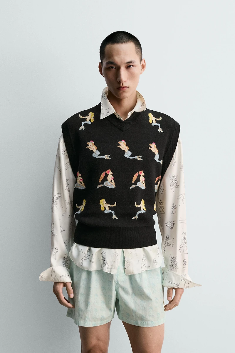 GILET EN MAILLE LES SIRÈNES PETER PAN HARRY LAMBERT FOR ZARA X DISNEY