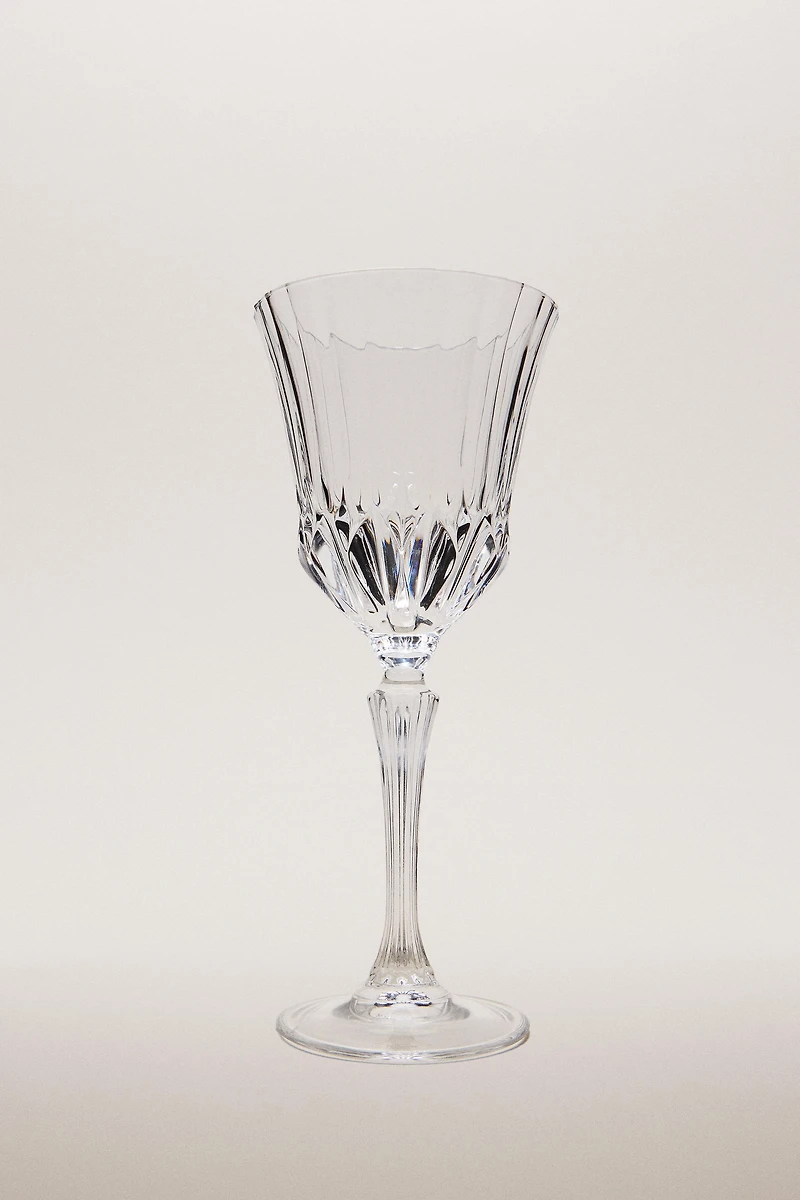 VERRE À PIED CRISTALLIN EFFET TAILLÉ