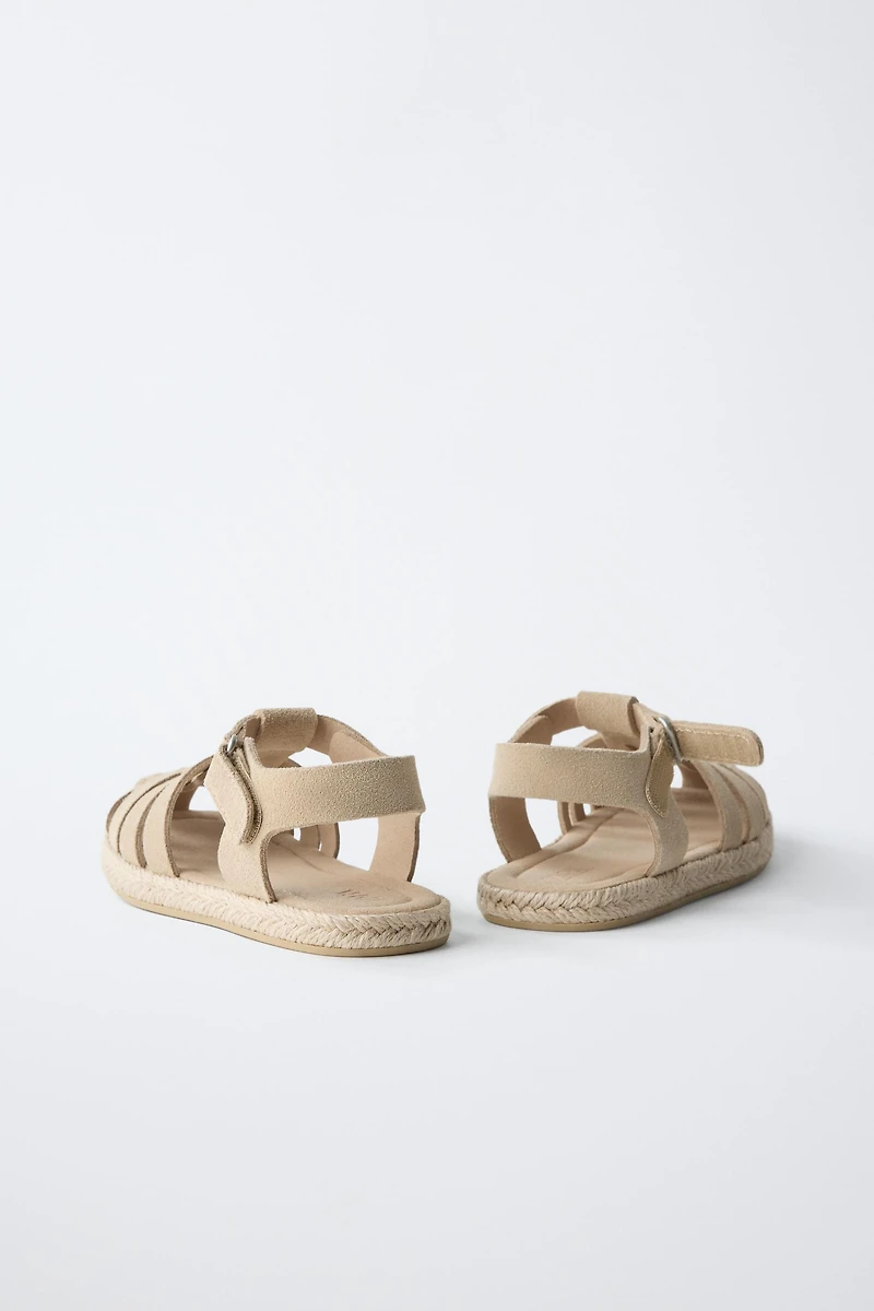 LEATHER JUTE FISHERMAN SANDALS
