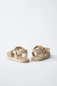LEATHER JUTE FISHERMAN SANDALS