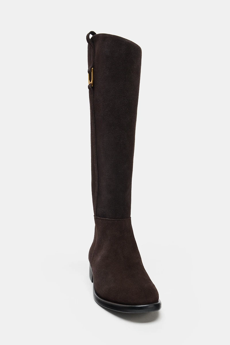 FLAT SPLIT LEATHER RIDING BOOTS