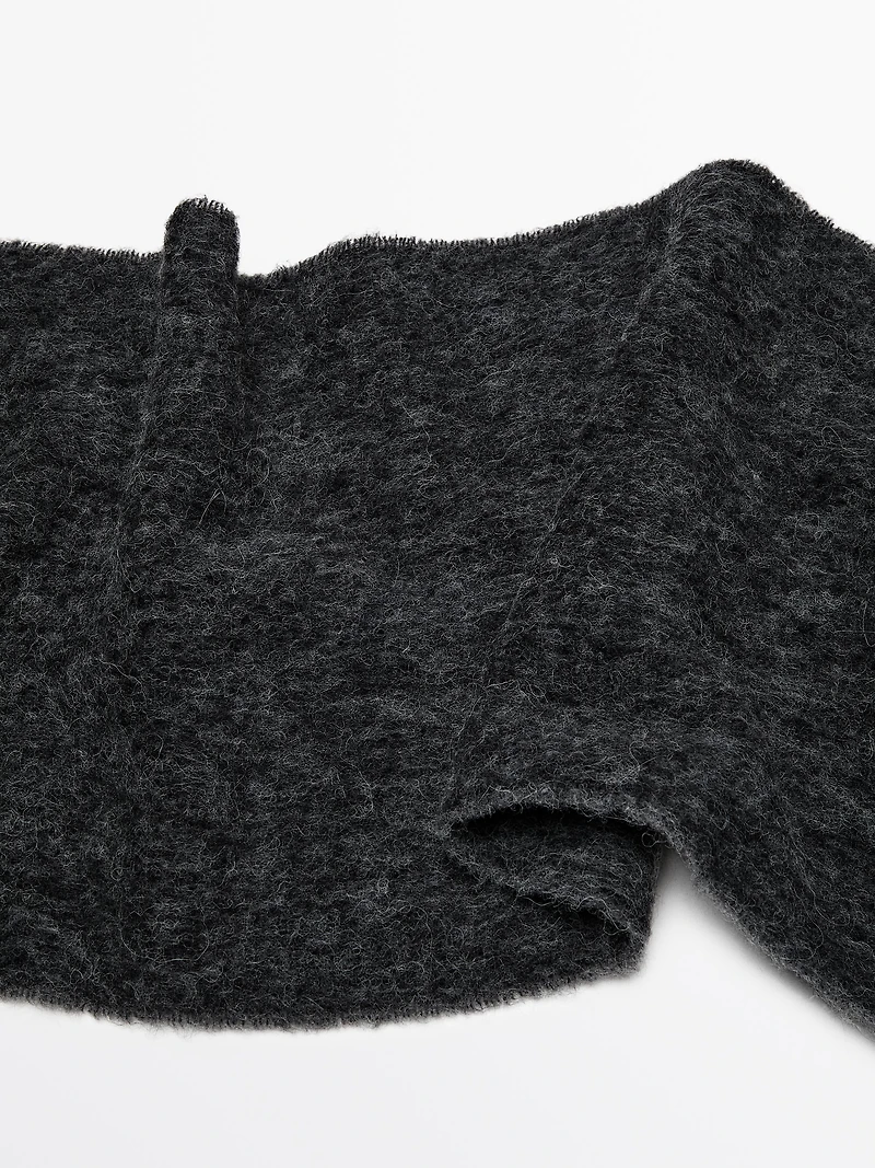 Alpaca blend knit scarf with fringing