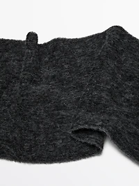 Alpaca blend knit scarf with fringing