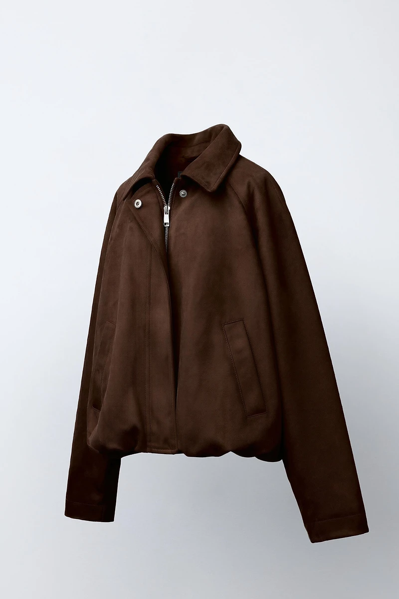 FAUX SUEDE BOMBER JACKET