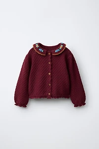COTTON-LINEN EMBROIDERED CARDIGAN