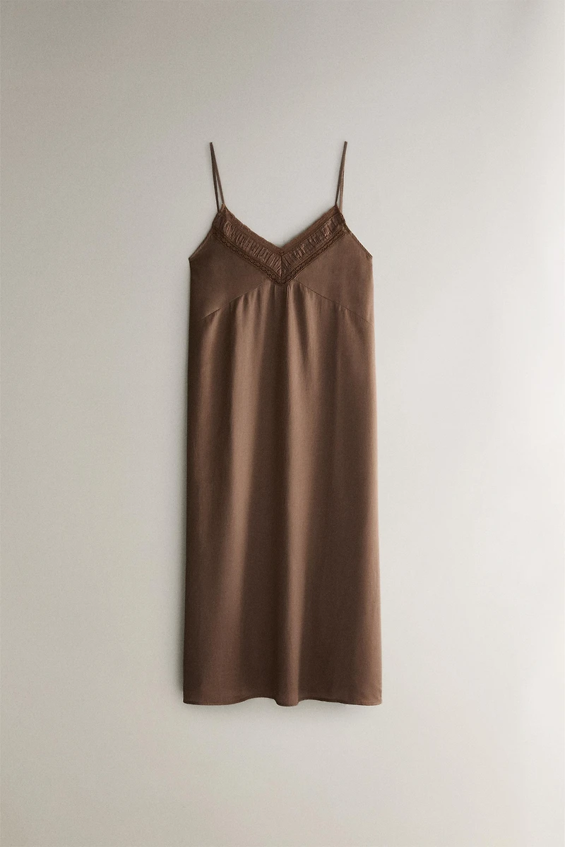 GATHERED SATEEN NIGHTGOWN