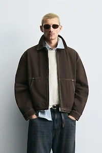 WASHED JACKET WITH CONTRAST STITCHING