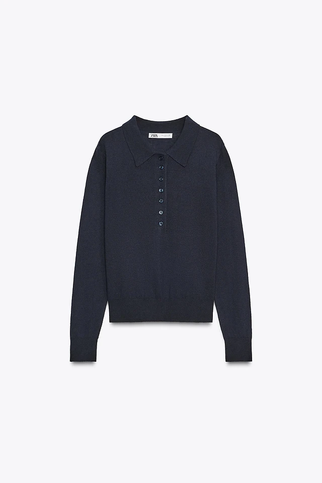 Zara PLAIN KNIT POLO SWEATER Place Rosemère