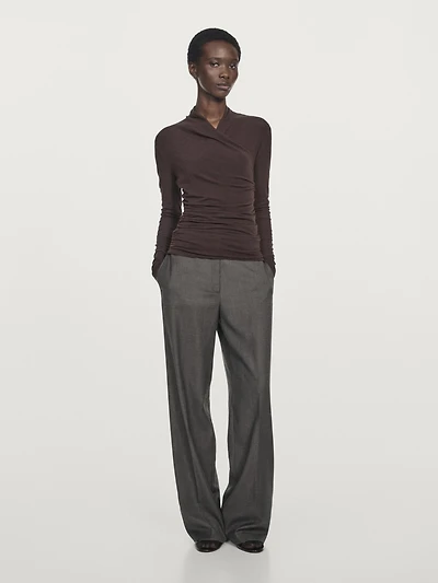 Draped long sleeve T-shirt