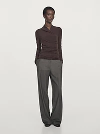 Draped long sleeve T-shirt