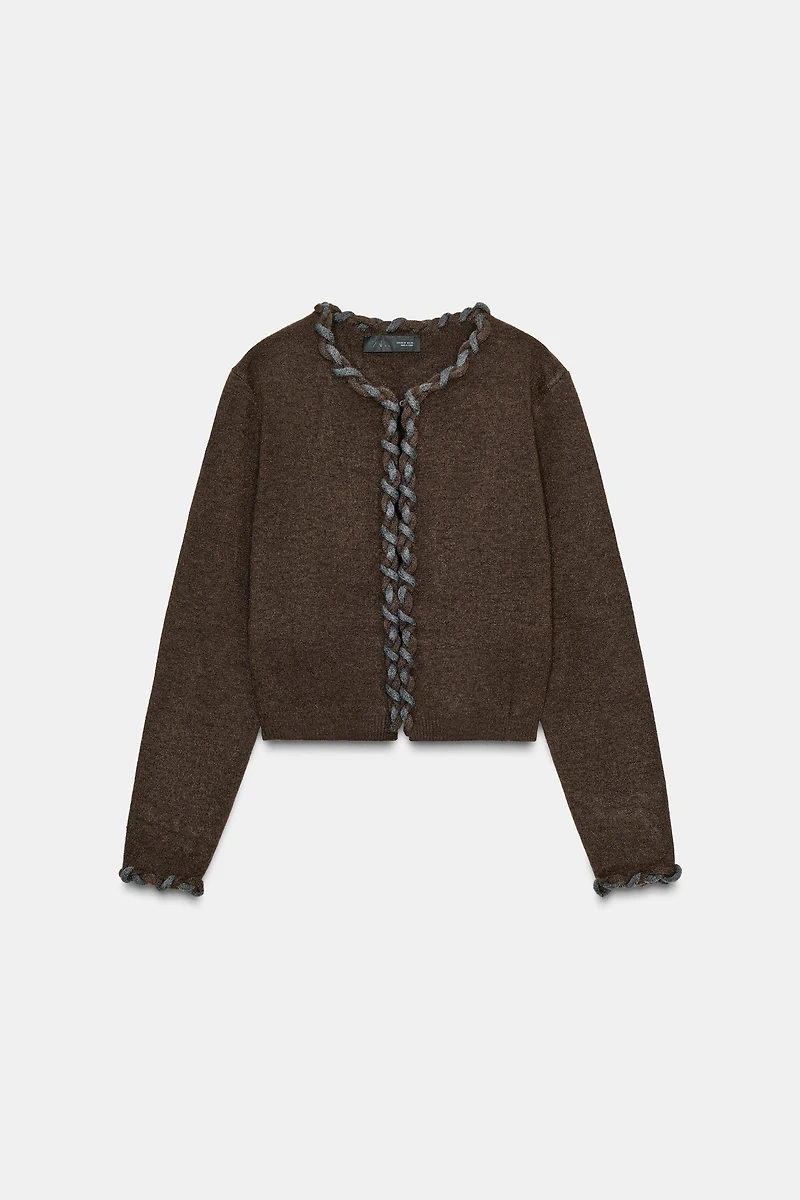 INTERWOVEN TRIM CARDIGAN