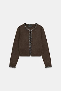 INTERWOVEN TRIM CARDIGAN
