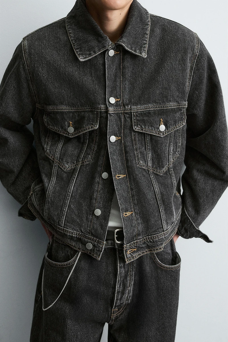 FAUX FUR COLLAR DENIM JACKET