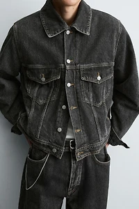 FAUX FUR COLLAR DENIM JACKET