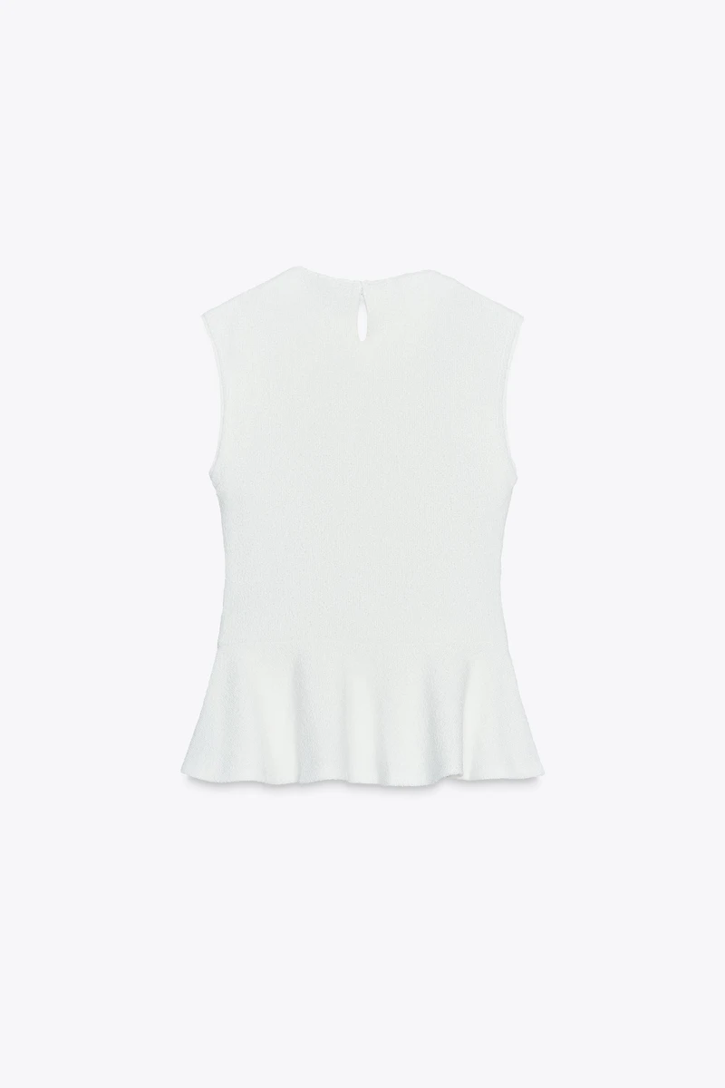 TOP PÉPLUM BOUCLE À