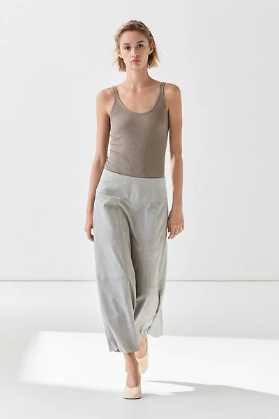 Jupe à ceinture en cuir et daim