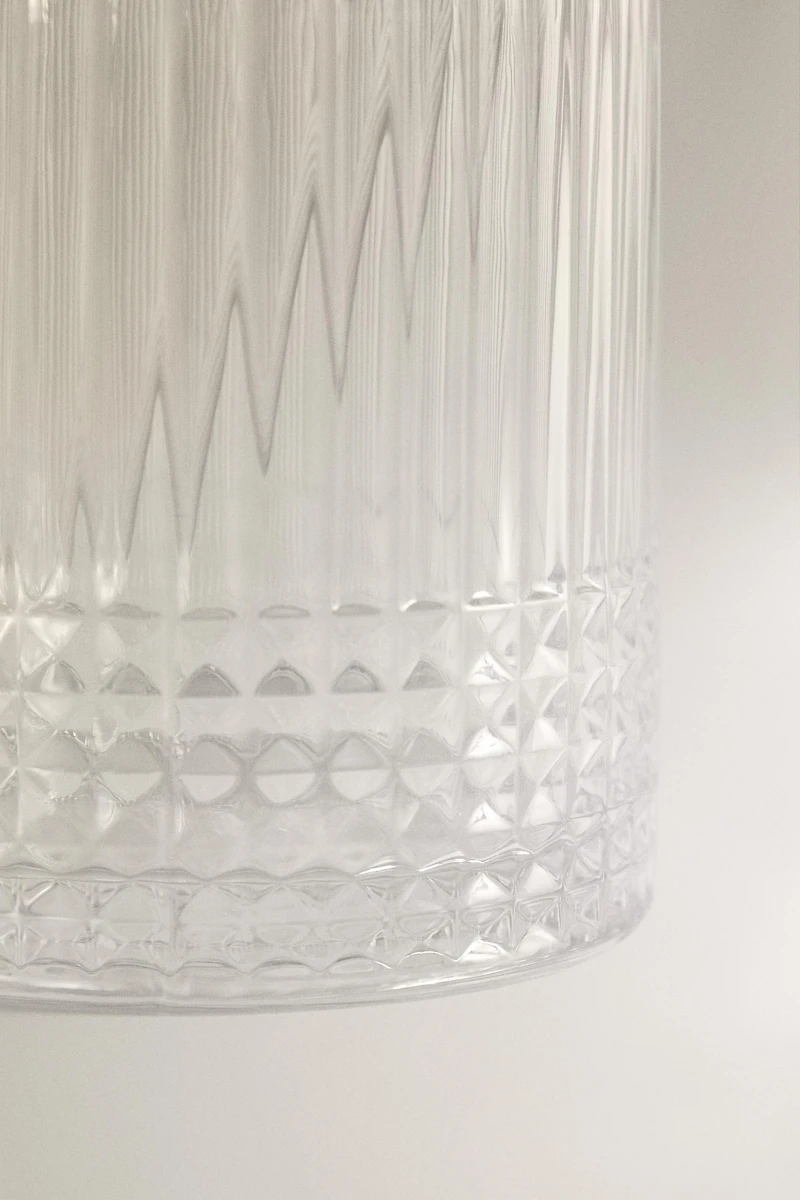 SUGAR BOWL WITH A RAISED GEOMETRIC DESIGN