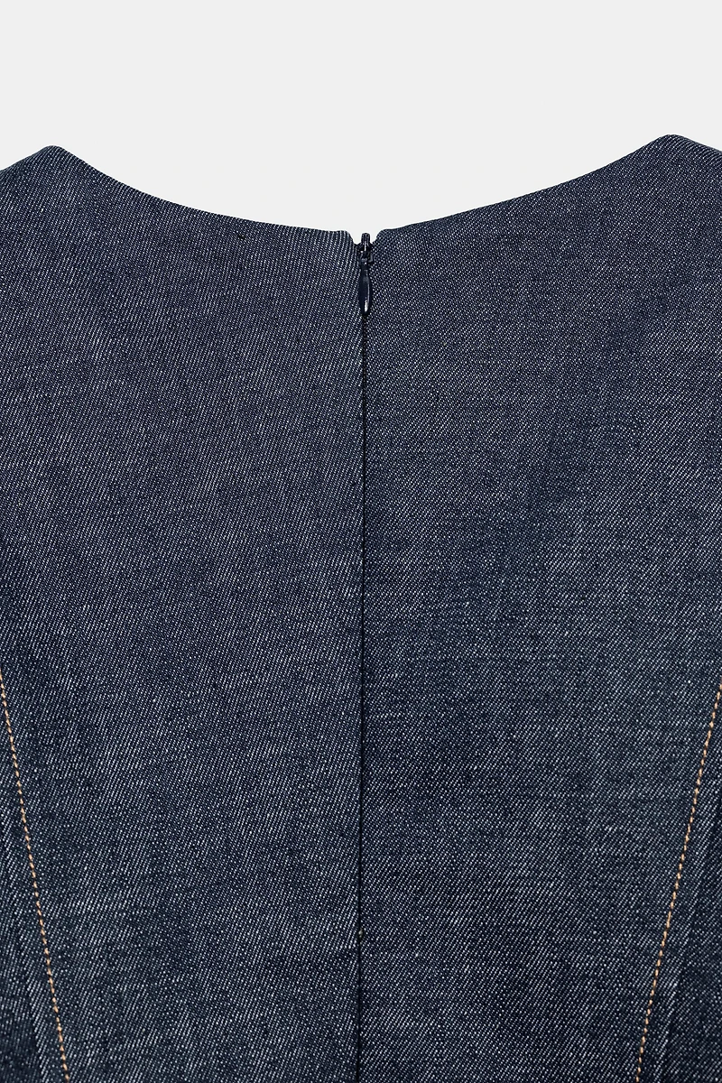 ZW COLLECTION PUFF SLEEVE DENIM BLOUSE