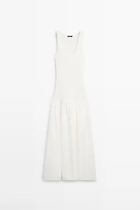 Long matching linen blend dress