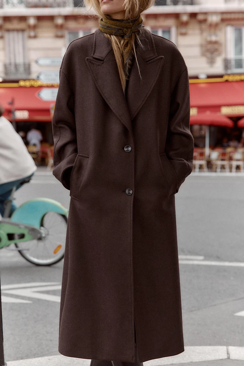 FAUX LEATHER COLLAR COAT