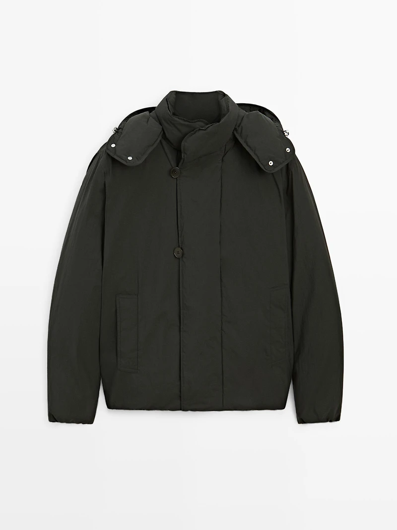 Short puffer parka a feather and down blend