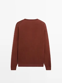 Linen and cashmere knit crew neck sweater