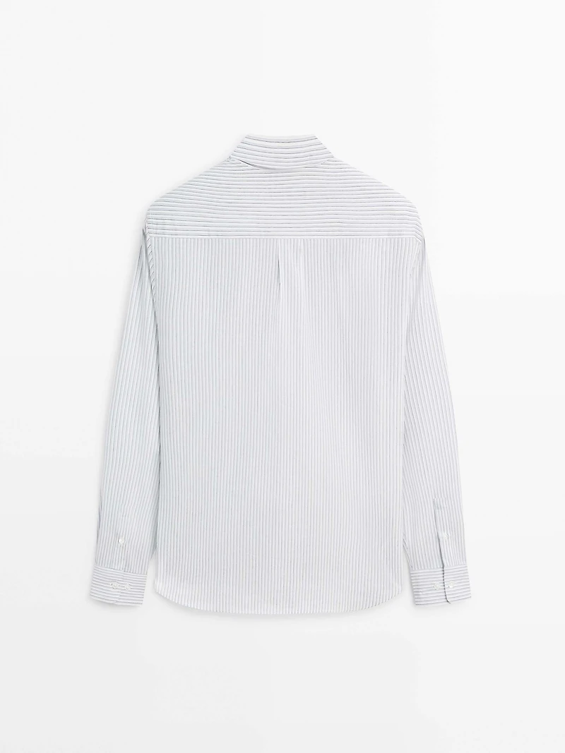 Striped cotton blend shirt