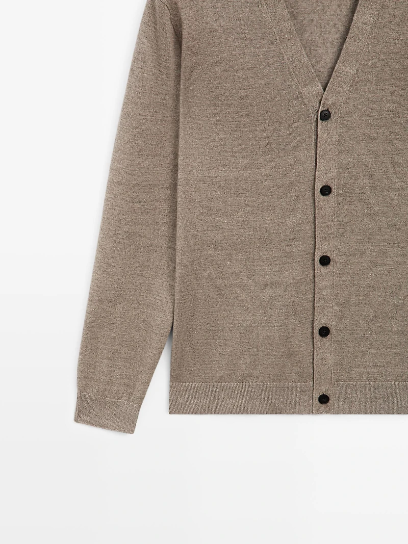 Cardigan en maille de lin à boutons