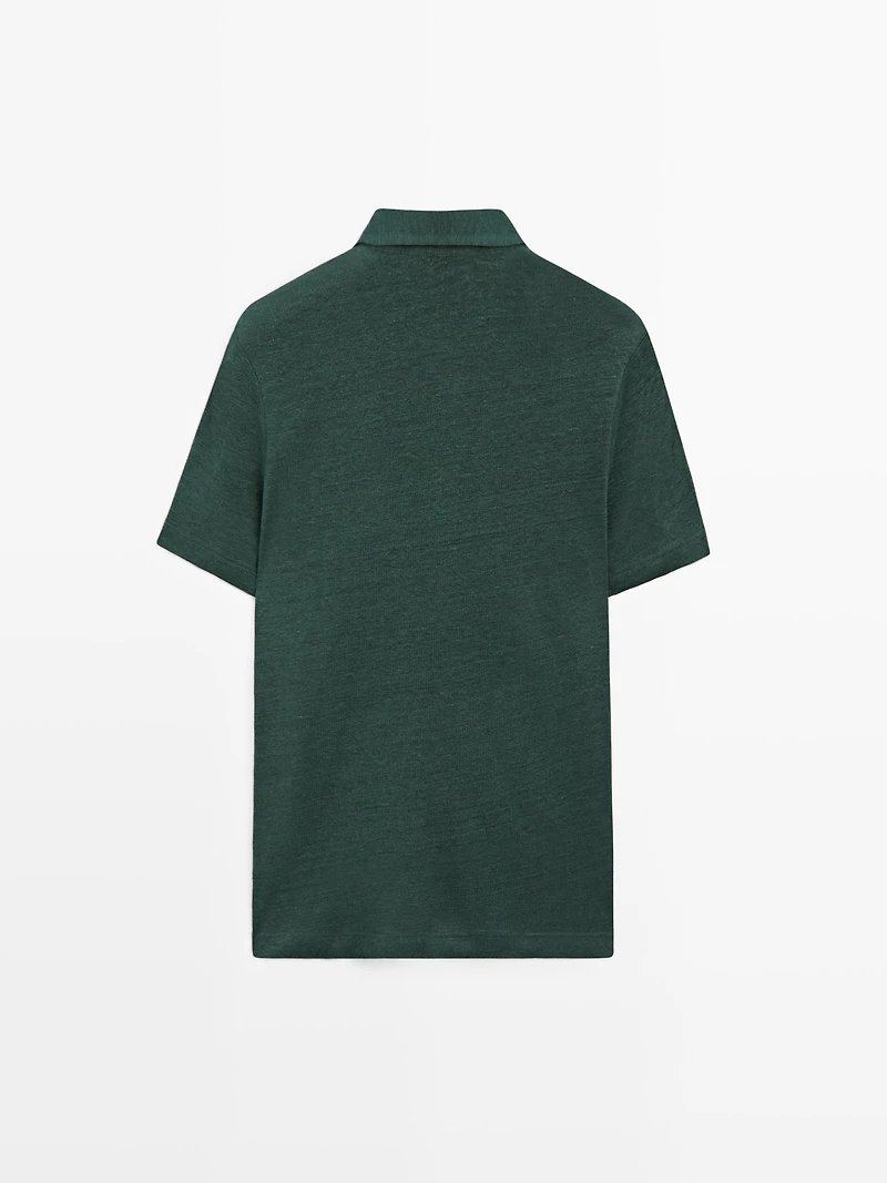 100% linen short sleeve polo shirt