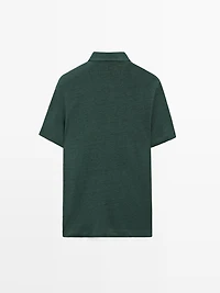 100% linen short sleeve polo shirt