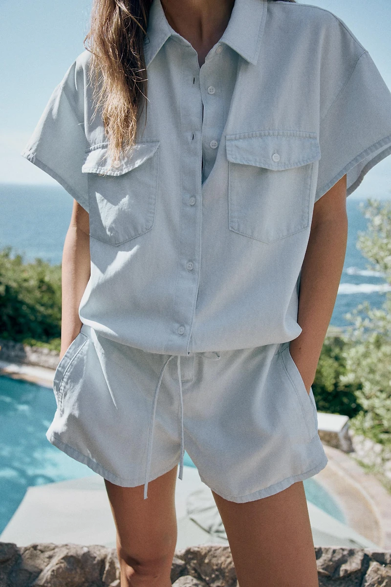 COMBI-SHORT FLUIDE À POCHES