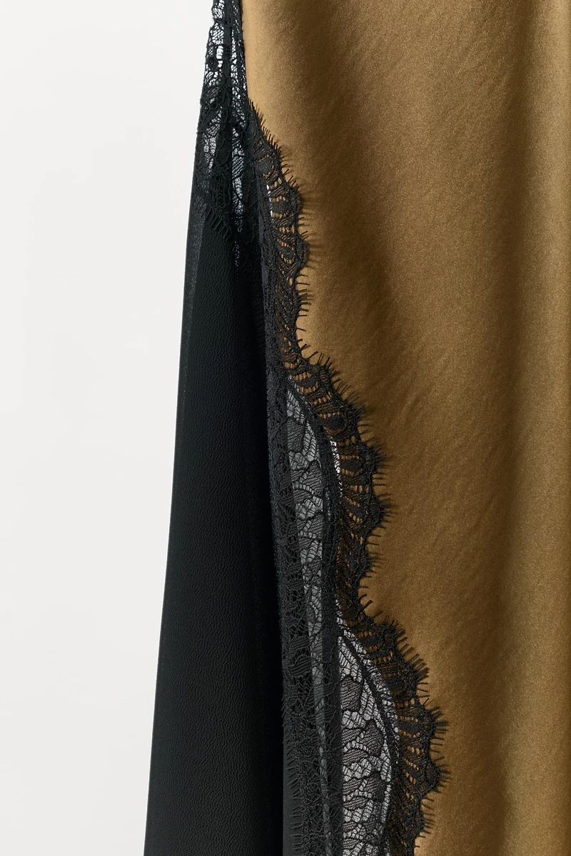 COMBINATION SATIN LACE DRESS