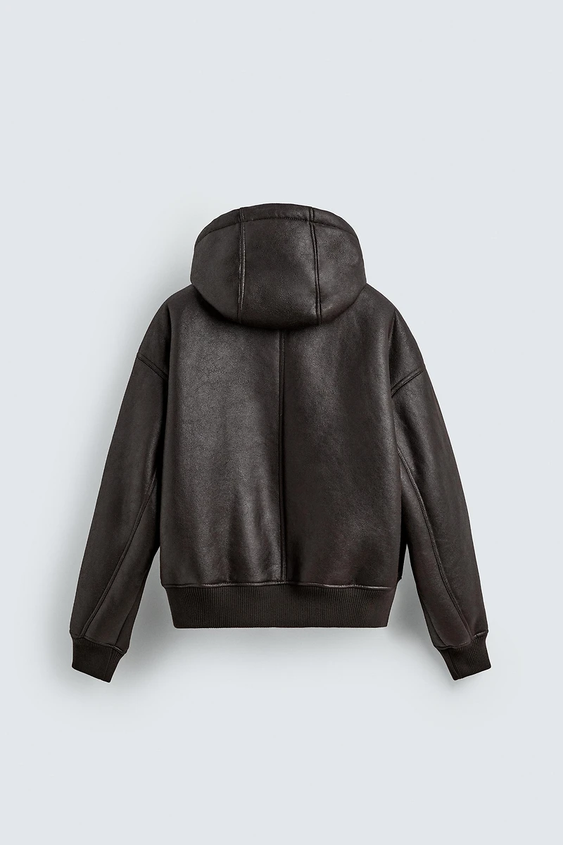 DOUBLE FACED FAUX LEATHER JACKET