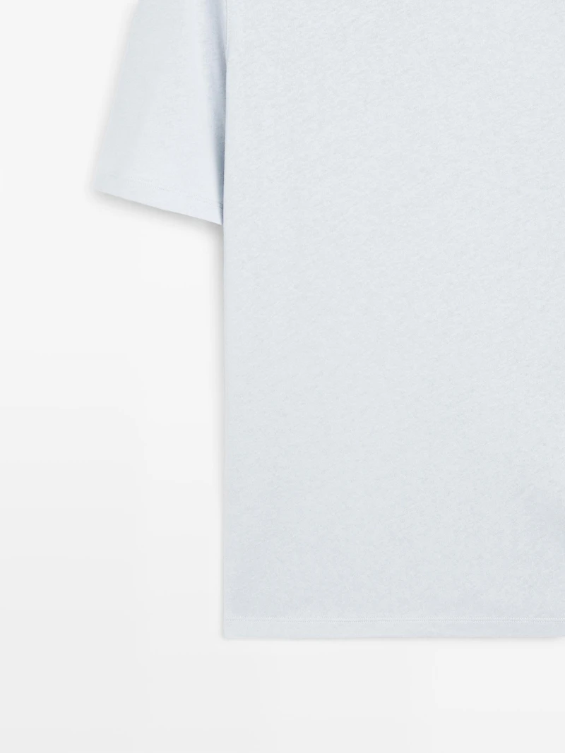 Short sleeve linen and cotton T-shirt