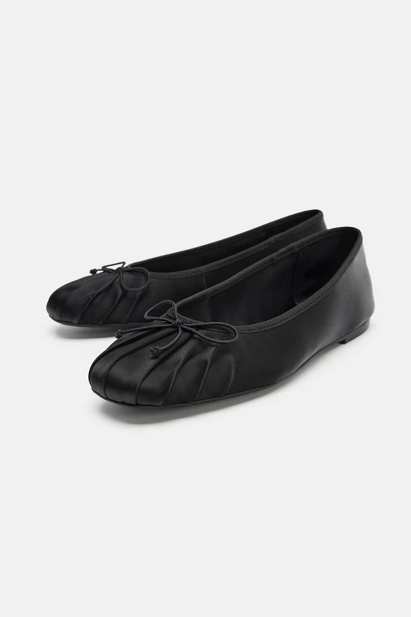 SATIN BOW BALLET FLATS