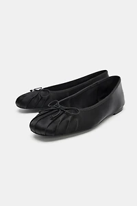 SATIN BOW BALLET FLATS