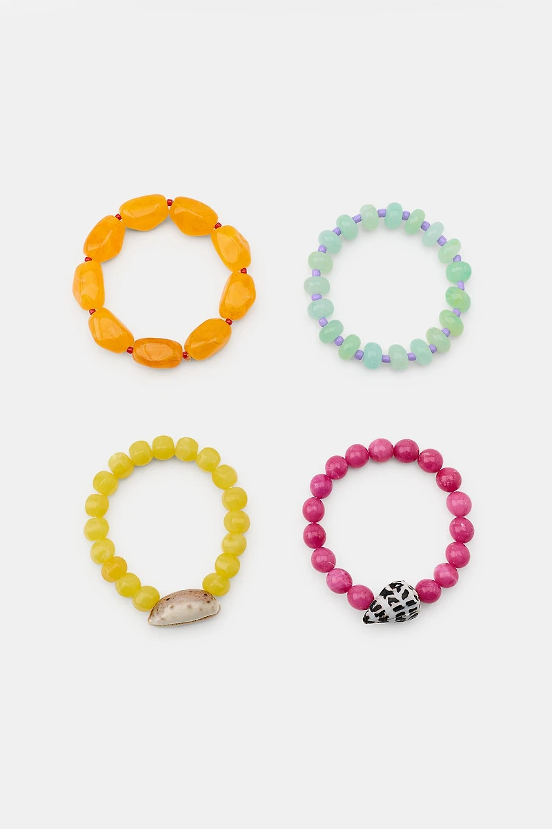 4-PACK BEADED SHELL BRACELETS