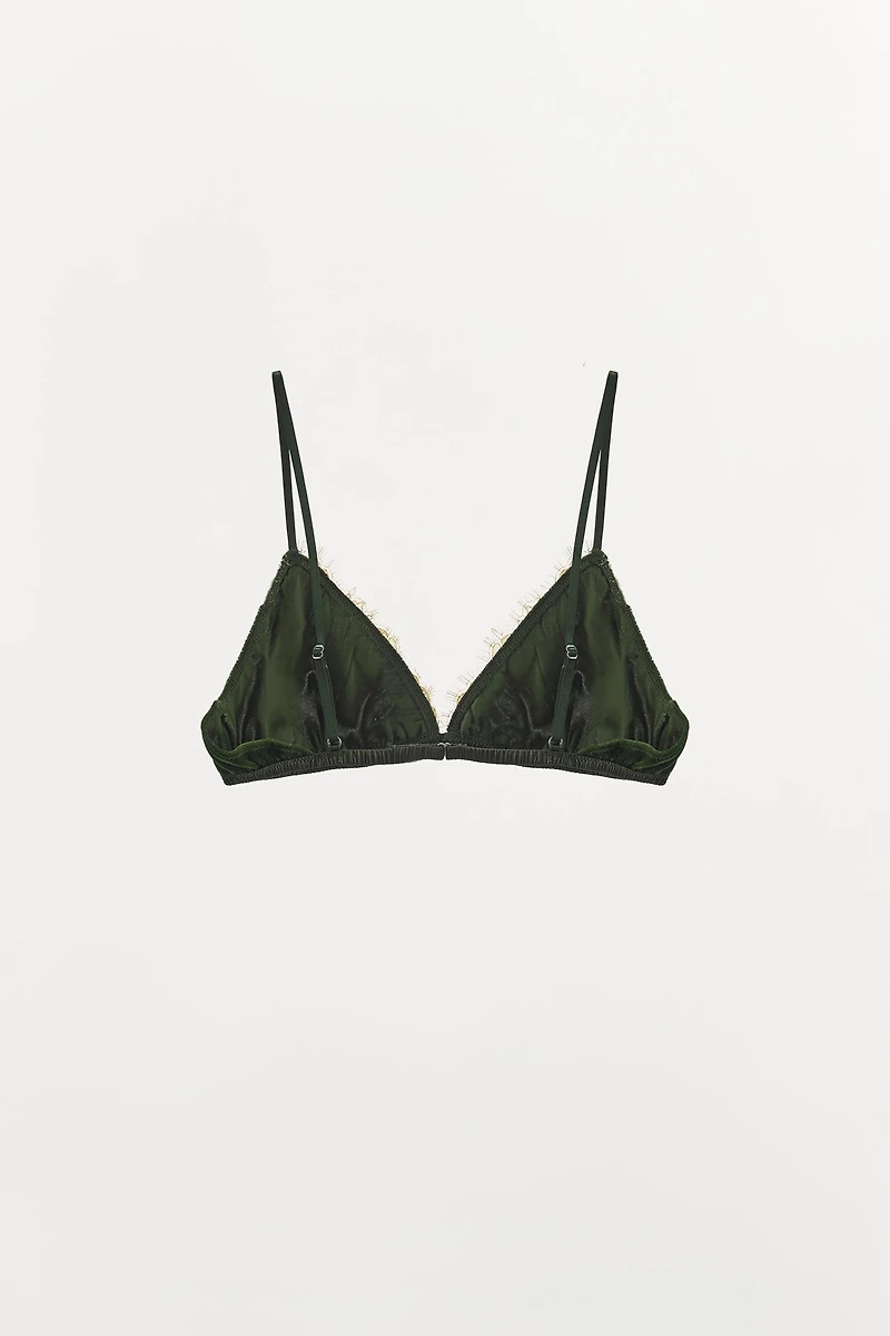 VELVET LACE TRIANGLE BRALETTE
