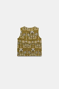 EYELET EMBROIDERED TOP