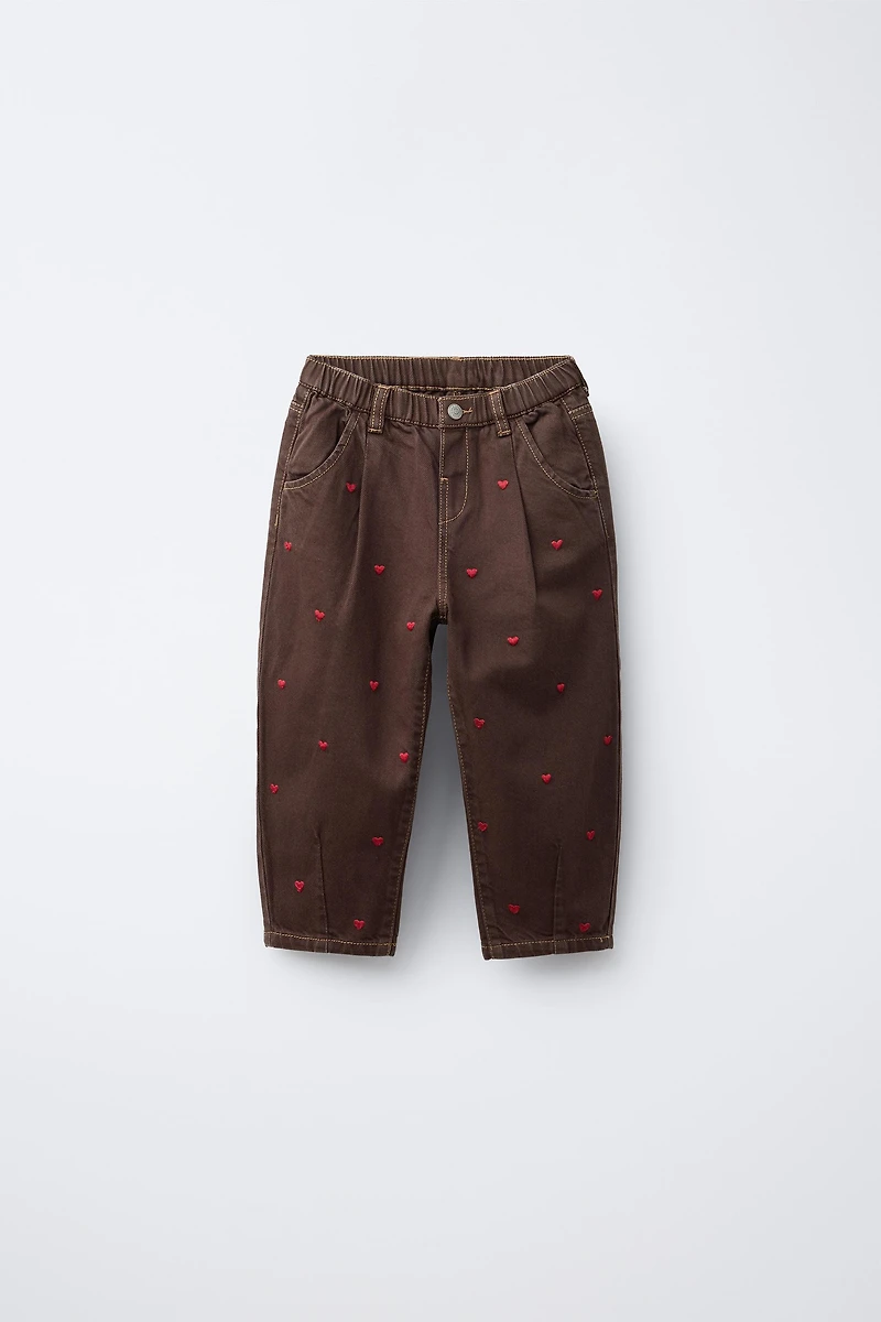 PANTALON EN SERGÉ BALLON CŒURS